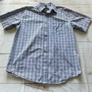 Ariat Pro Series Western Shirt Mens M Short Sleeve Blue Plaid Cowboy Rodeo Ranch